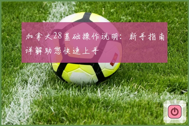 加拿大28基础操作说明：新手指南详解助您快速上手